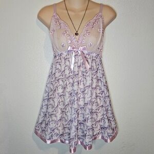 Lavender Floral‎ Lace Babydoll Chemise Nightie Lingerie